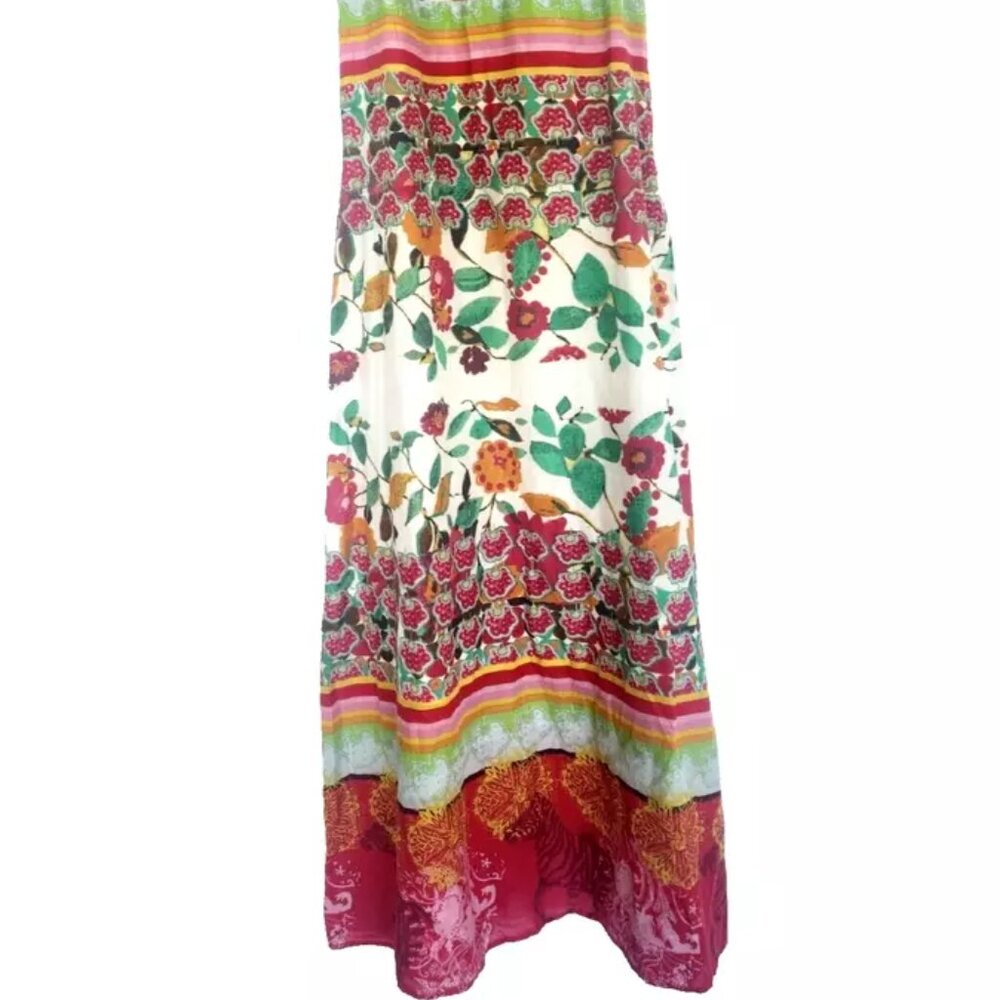Rare DESIGUAL Swing Farm Rio Flowers Maxi Long Dress V-neck Floral Zebra Print M - Picture 4 of 16